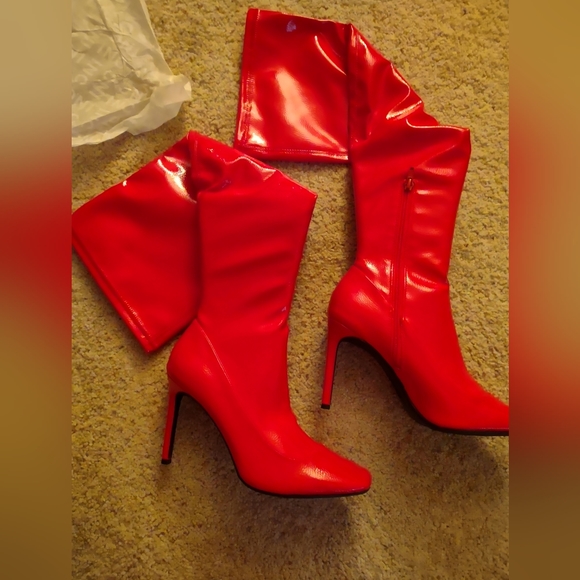 I.N.C , international concepts red thigh high boots shiny patent leather - Picture 4 of 7
